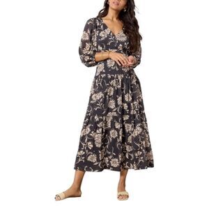 Z Supply Evereve Women's Black Ariana Floral Midi Dress Size S